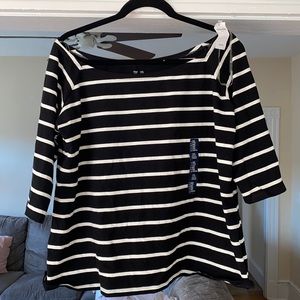Nwt gap xxl black and white stripe off the shoulder cotton spandex shirt